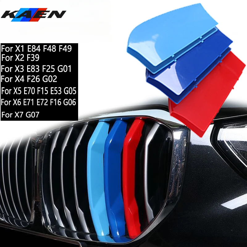 3Pcs Front Grille Trim Strips Car Grille Trim Strip For BMW X1 X2 X3 X4 X5 X6 X7 E84 F48 F49 F39 E83 F25 G01 F26 G02 E70 F15 E53 G05 E71 E72 F16 G06 G07