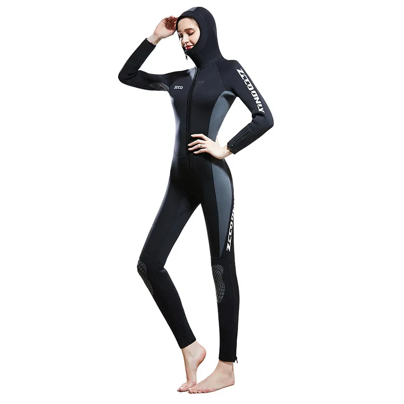 

Women Men 5MM Hooded Wetsuit Neoprene Rubber Wetsuit Front Zipper for Water Sports Mens Full Body Swimwear Diving Kite 3xl 4xl