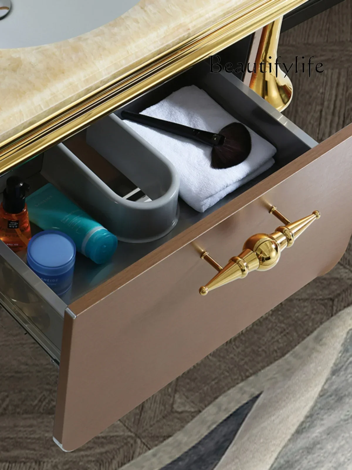 toilet marble washstand smart mirror European washbasin Wabi wind stainless steel bathroom cabinet