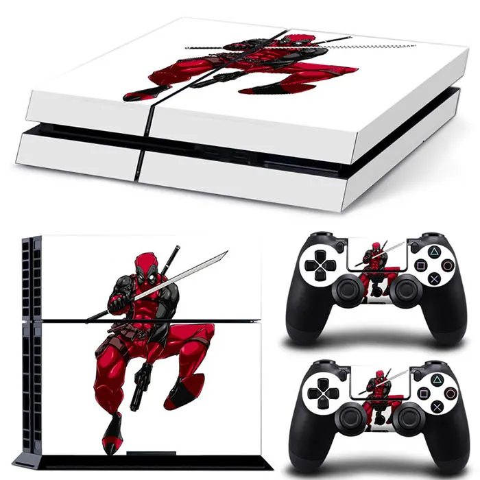 Marvel Spider Man Deadpool Vinyl Skin Sticker for PS4 Slim Console and 2 Controllers Decal Cover Game Accessories 