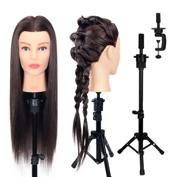 26 "-28" Testa di manichino 80% capelli veri Testa di manichino Cosmetologia Testa di bambola per lo styling Testa di manichino Capelli umani per parrucchiere