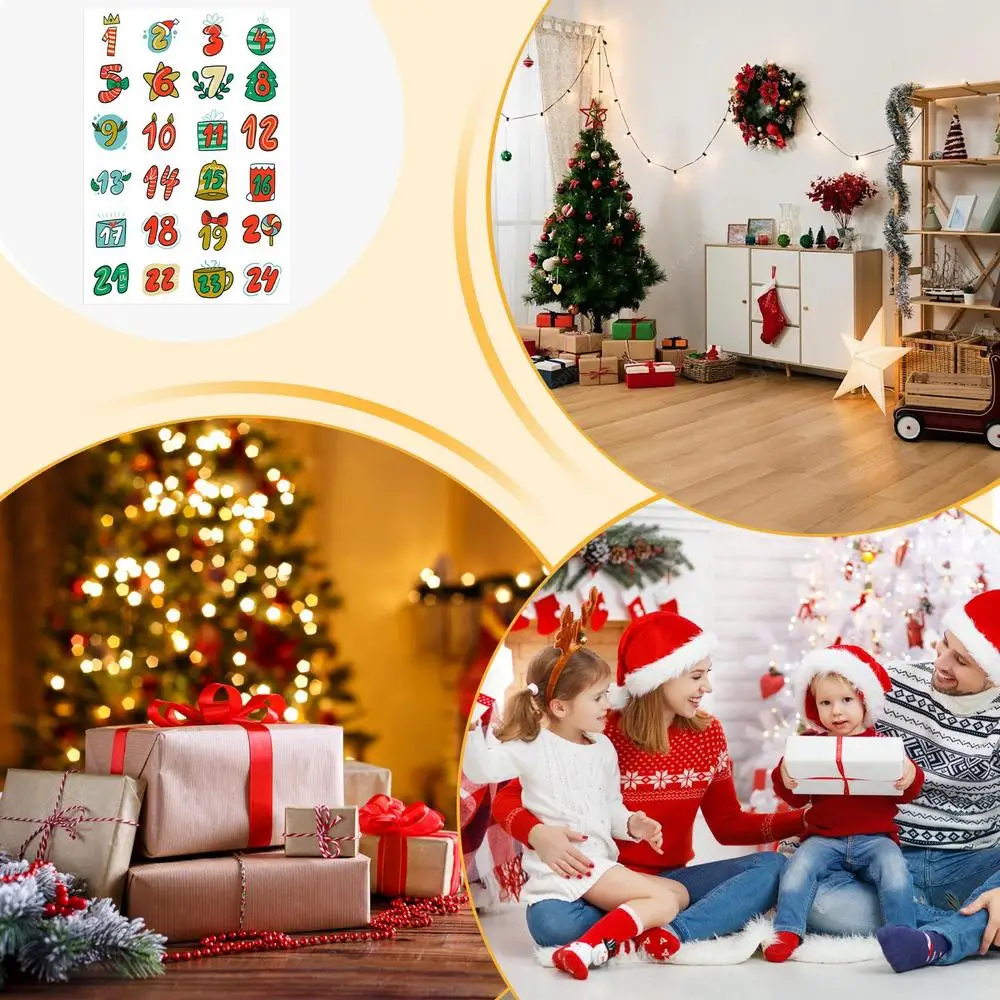 Frohe Weihnachten Aufkleber Adventskalender Nummer Aufkleber handgemachte Cookie Süßigkeiten Geschenk Siegel Etikett Papier Aufkleber Weihnachtsdekoration – Detail 5
