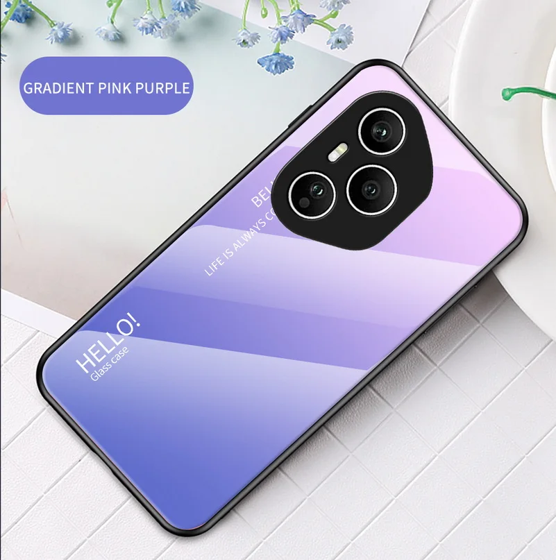 Gradient Tempered Glass Glossy Back Cover Case