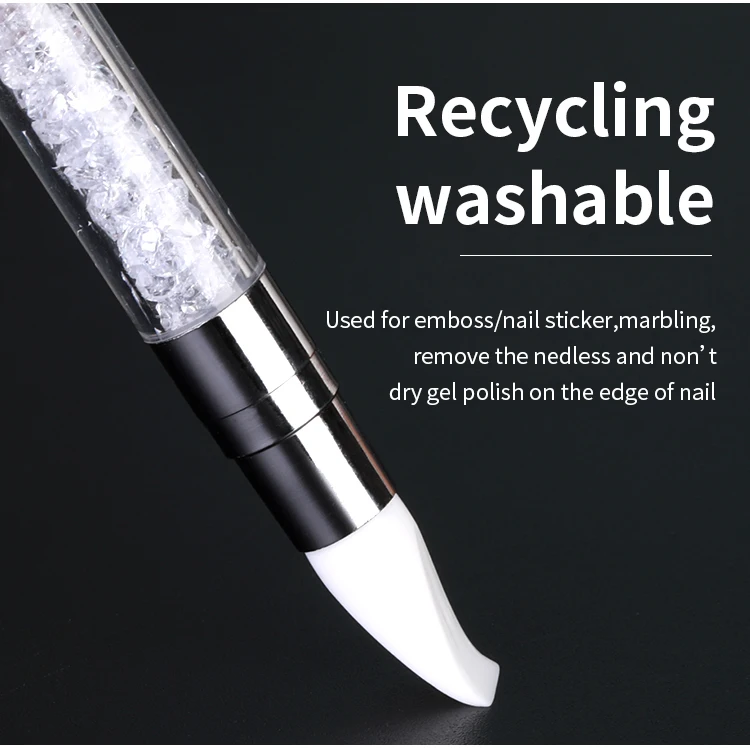 Description Picture 4 of itemDual-ended Nail Art Silicone Brush Sculpture Pen 3D Carving DIY Glitter Powder Press Foil Application Brush Manicure Tools