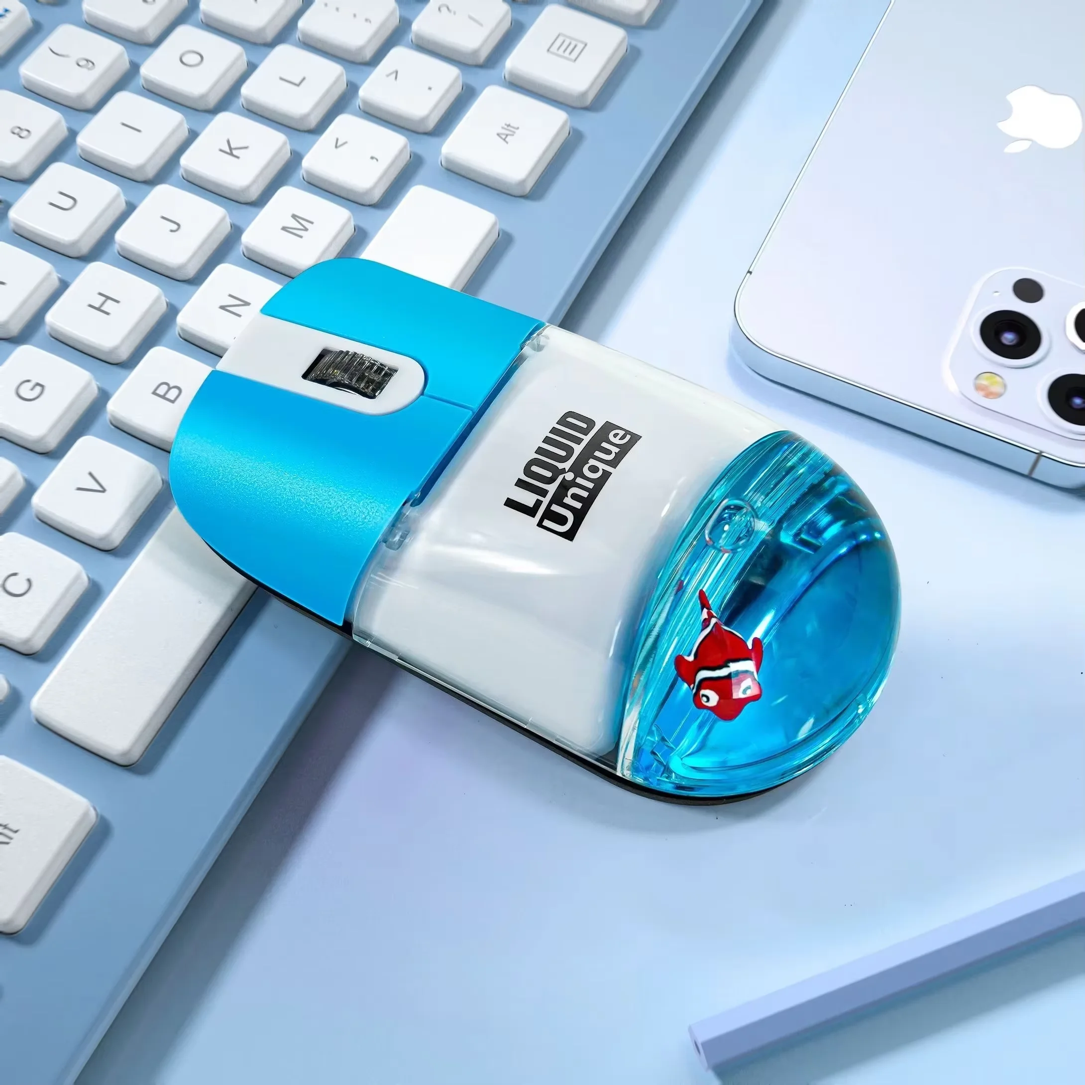 Frutiger Aero Aqua Liquid Mouse - Cute Floating Aquarium Animal Wireless Optical Mouse