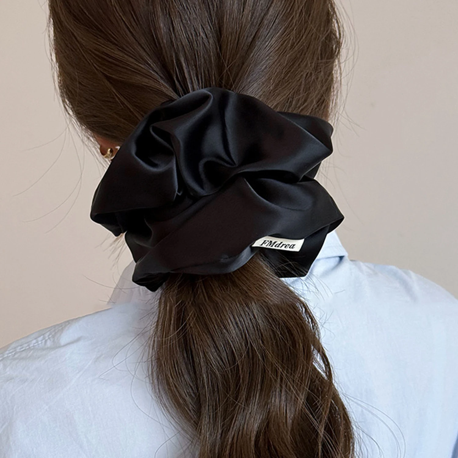 2024 Women Big Bands Elastic Oversize Satin Scrunchies Hair Ties Girls ...