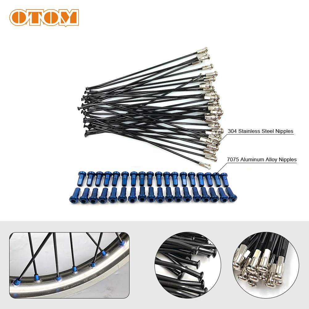 OTOM Motorcycle CNC 3.5mm 4mm Wheel Hub Spokes Nipples Kit Electrophoresis Anti-rust Stainless Steel Wire For YAMAHA YZF 250 450