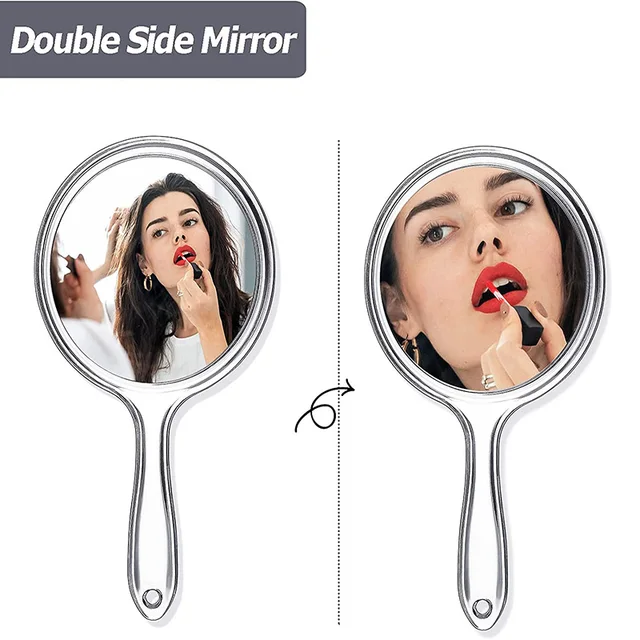 Miroir de maquillage grossissant double face avec poignée, miroir de détermination, barbiers de salon à domicile, coiffeurs, miroir à main pratique, 1x, 3x 2