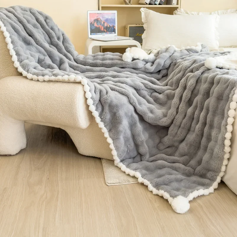 

Winter Insulation Fluffy Blanket Thick Children Blanket King Size Bed Luxury Napping Sofa Cover Comfortable Printed Beding