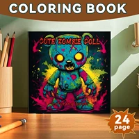 1pc CUTE ZOMBIE DOLL Coloring Book 24 Pages Halloween Adult Picture Book For Kill Time Graffiti Painting Drawing 1