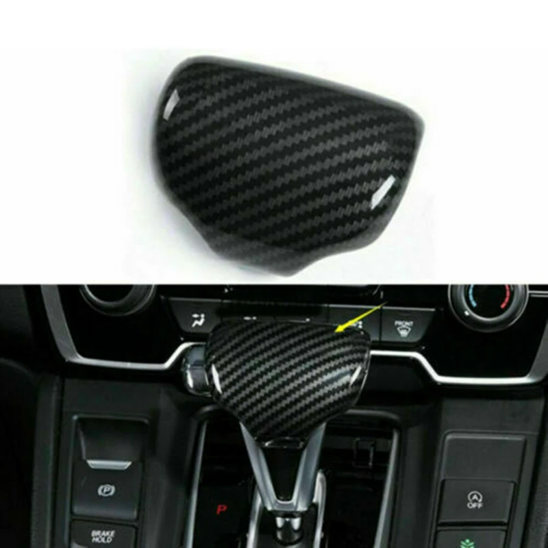 1pcs Black Carbon Fiber Style Gear Shift Knob Cover Trim for Honda CRV -