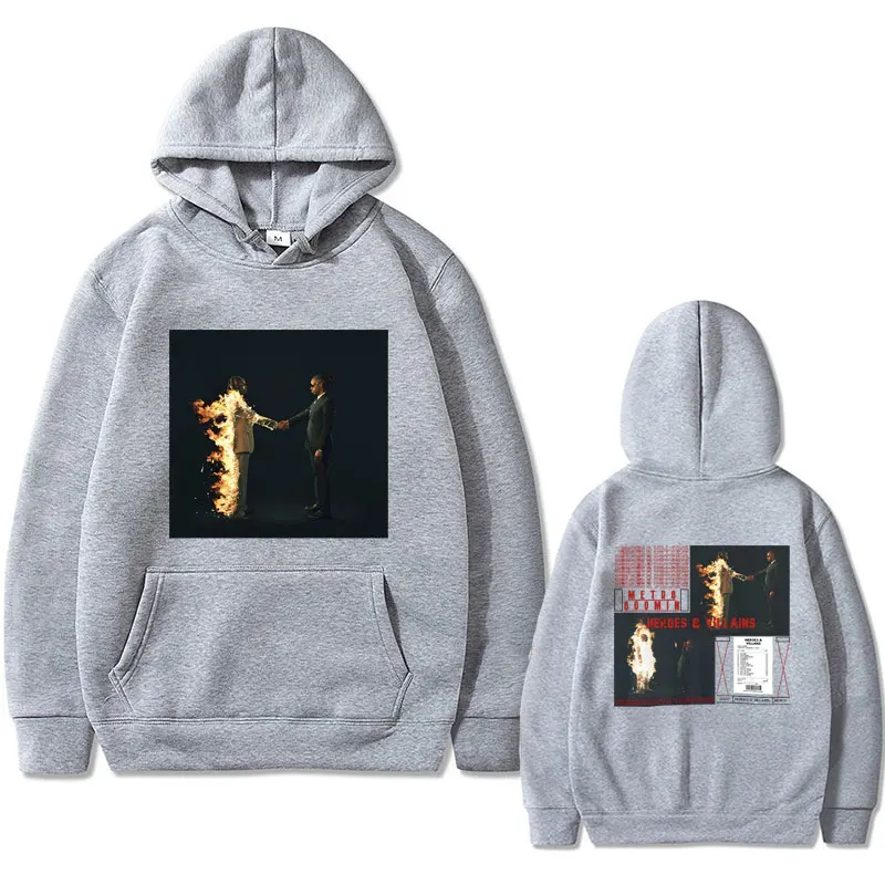 Rapper Metro Boomin Heroes & Villains Album Cover Graphic Print Hoodie Men Hip Hop Oversized Pullover Unisex Vintage Streetwear