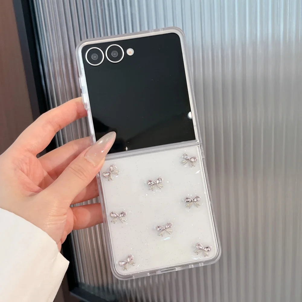 Cute Bowknot Transparent Shockproof Flip Case - Elegant and Protective Cover