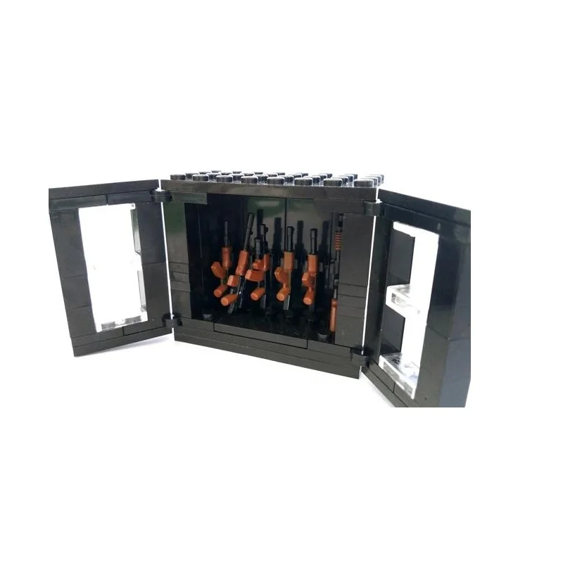 Moc Storage Gun Cabinet Modern Swat Moc Armi Militari City Police Parts Playmobil Figure Building Mini Block Brick Original
