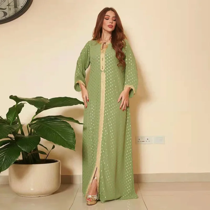Four Seasons Robe Fashion Lace Hot Sale Middle East Bronzing Dress Women modest dress  abaya femme  evening dresses