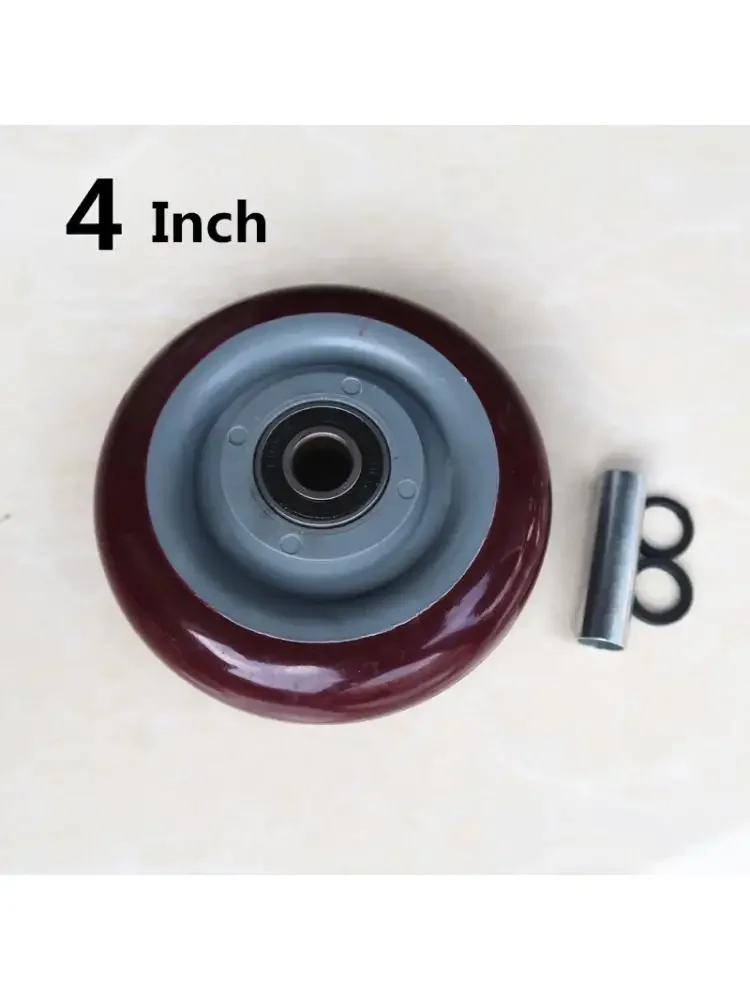 

1 Pc 4 Inch Single Wheel Caster Jujube Red Double Bearing Pu Wear-resistant Flat Driver Cart