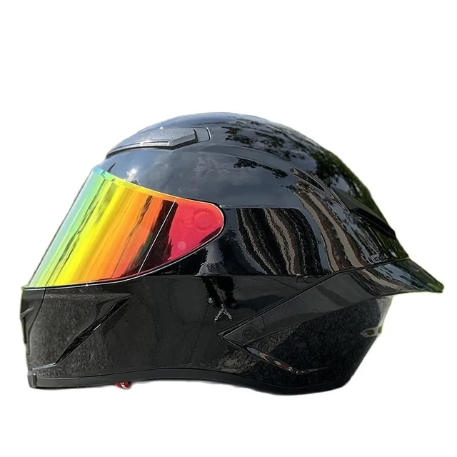 Casco integrale moto nero brillante uomo e donna Scooter invernale moto  grande Spoiler casco