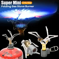 Super Mini Camping Gas Stove Burner 60g Ultralight 3000W Folding Outdoor Picnic Hiking Cooking Folding Gas Burner Furnace Stove