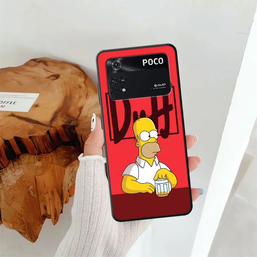 Black Soft Phone Cover Case with Funny Homer Simpson Design