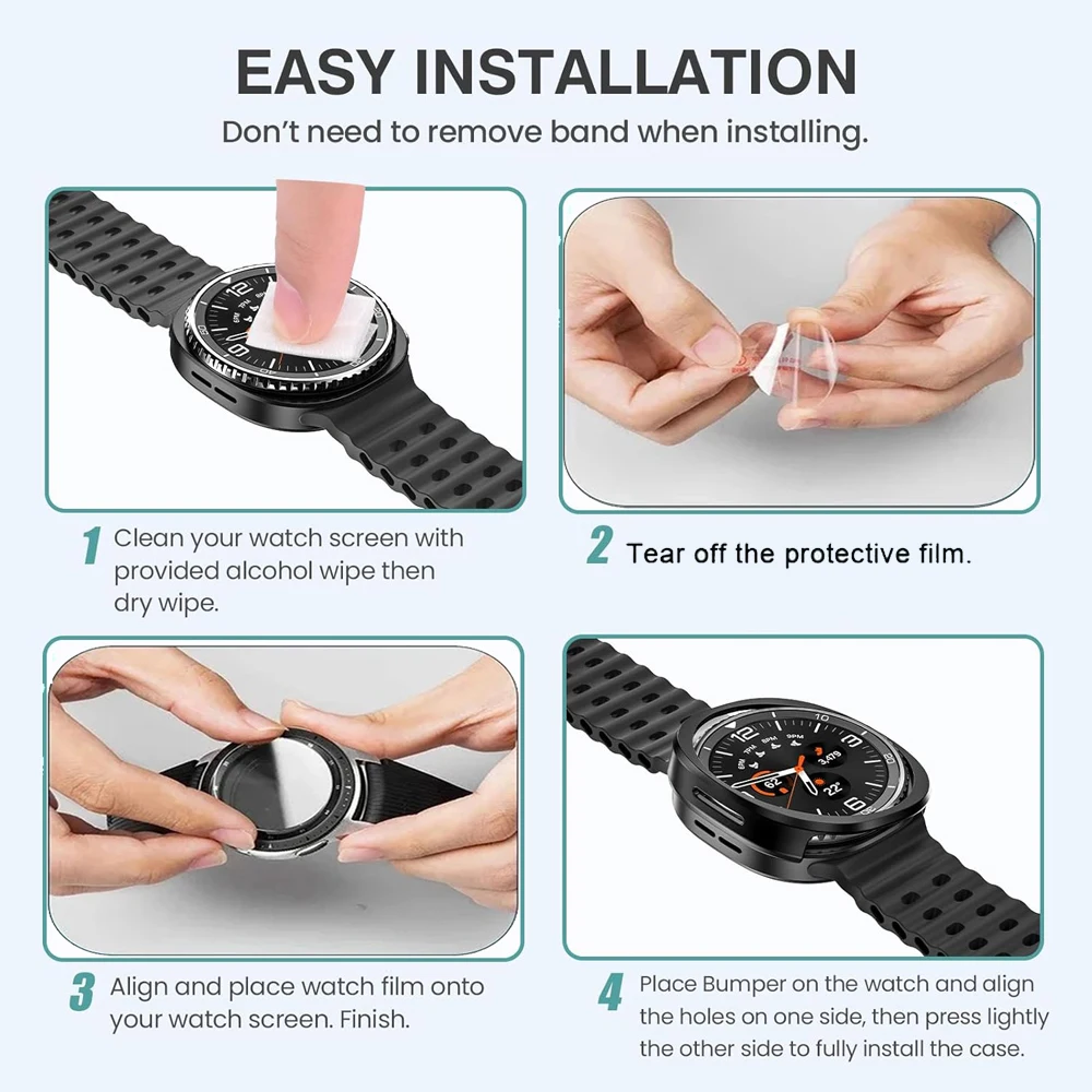 Premium Glass+PC Protective Watch Case - Durable Hollow Hard Cover for Galaxy Watch 8 Series
