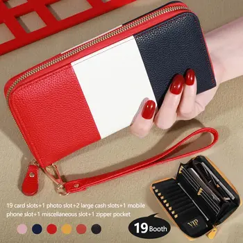 Portafoglio da donna con blocco RFID, multi carta di credito, pochette da viaggio con cerniera ad alta capacità, protezione per il polso