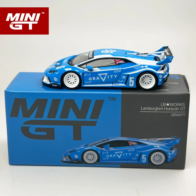 MINIGT 1:64 LBWK 람보르기니 우라칸 GT GRAVITY 블루 앤 화이트 합금 자동차 모델 1055