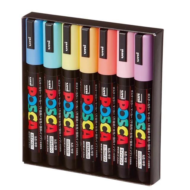 Uni POSCA PC-5M Soft Colors Water-Based Paint Markers, Reversible Medium  Tip (1.8-2.5mm), 8 Count 