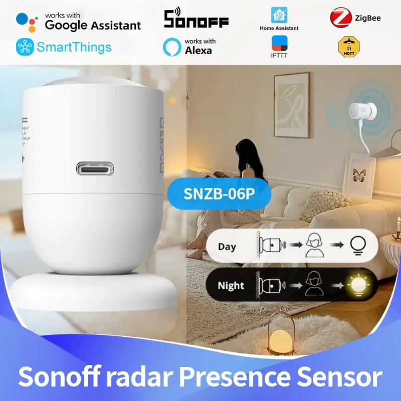 SONOFF SNZB-06P Zigbee Human Presence Sensor Rardar Detector Motion Light Sensing Smart Home Automation for Google Alexa