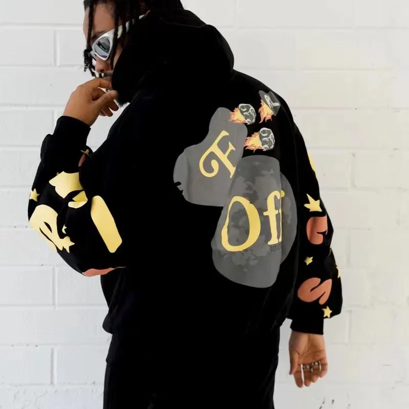 

Флисовая осенне-зимняя одежда для мужчин, свитшот с принтом букв