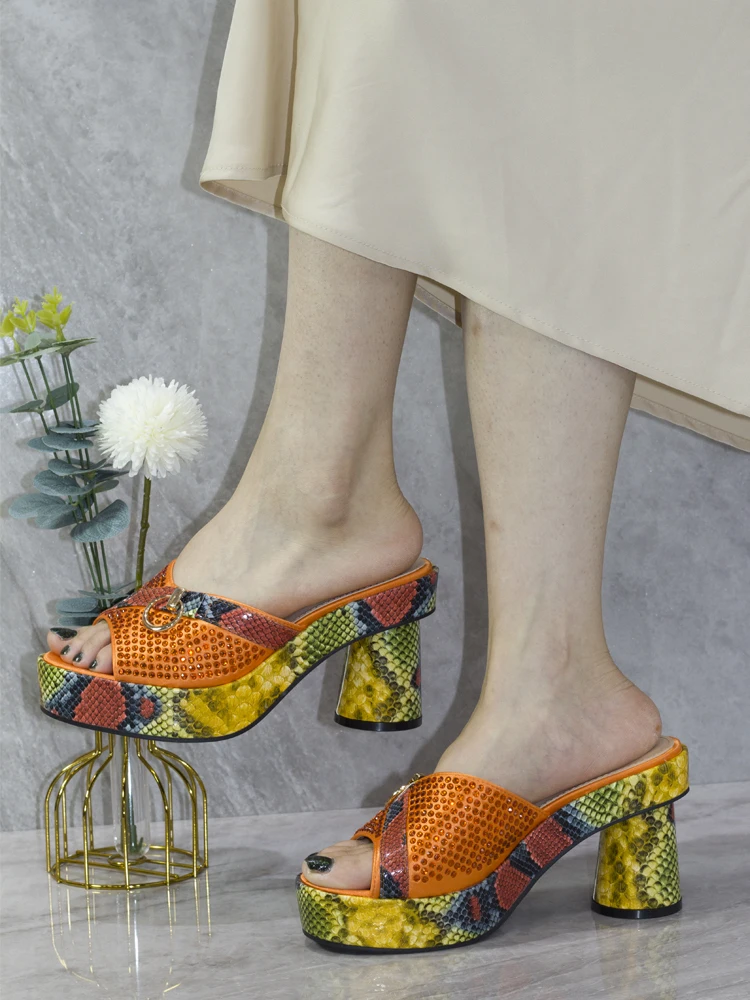Brand Designer Shoe and Bag Matching Set Snake Print Glitter Sandals Shoe Purse Wed Party High Heels Bag platform high heels sandals platform sandals women high heels