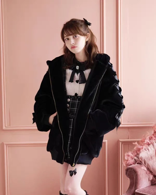 Fashion Sweet Cute Hooded Rabbit Ears Long Cardigan 2023 Autumn and Winter Solid Color Long Sleeve Women's Coat Sweatshirt