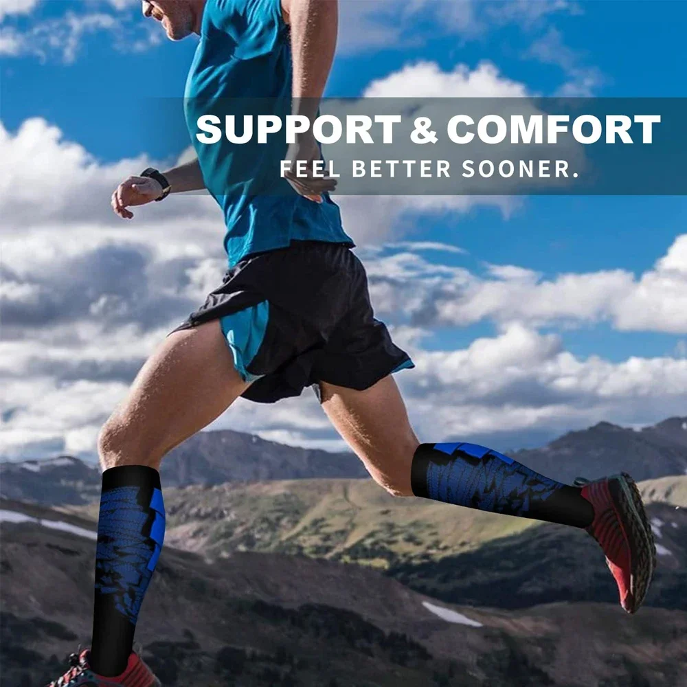 Compresie pentru bărbați și femei, șosete sport din nailon, pentru alergare, Fiess, ciclism, îngrijire medicală, prevenirea varicelor, ameliorarea durerii_voghion.com