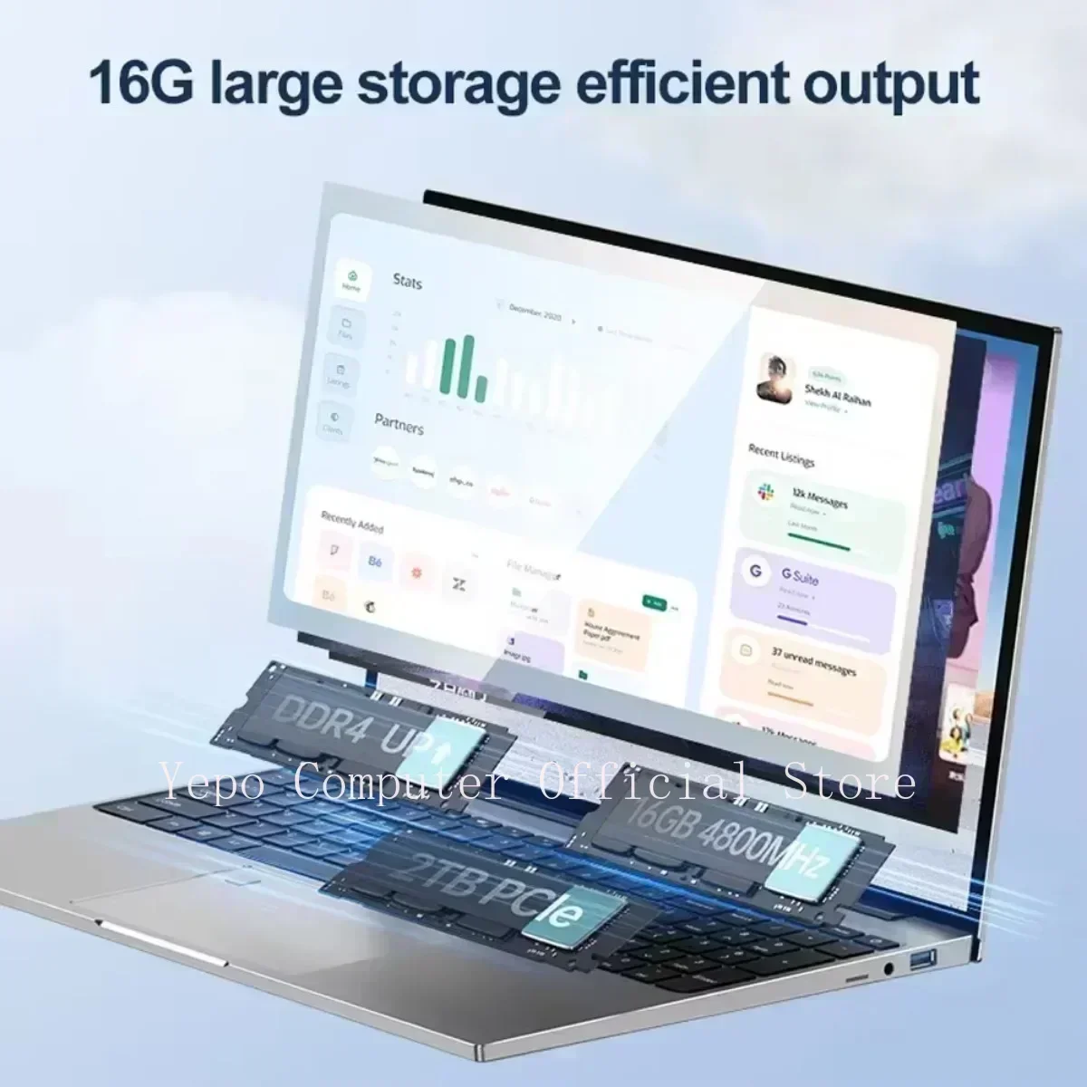 Laptop notebook laptop Intel N5095 Windows 11 Pro 16 inch 2K HD screen 16G RAM 2TB SSD DDR4 WIFI5 Business Office Lightweight Computer