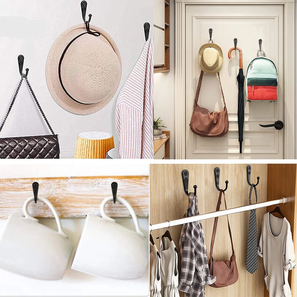 

10PCS Hooks Wall Hanger Stainless Alloy Coat Hat Clothes Robe Holder Rack Hook For Belt Handbag Basket Cooker Keys Dress Towel