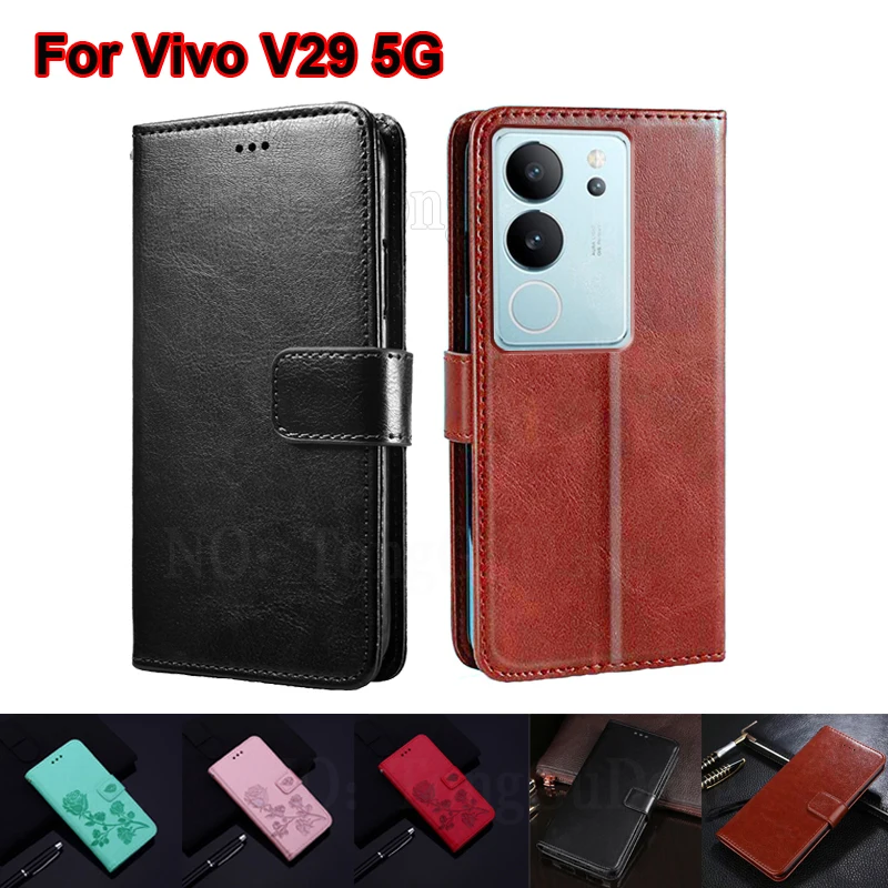 

Vintage PU Leather Case For Vivo V29 5G чехол Wallet Capa Flip Phone Cover For Carcasa Vivo V29 V 29 5G V2250 Mujer 6.78" Hoesje