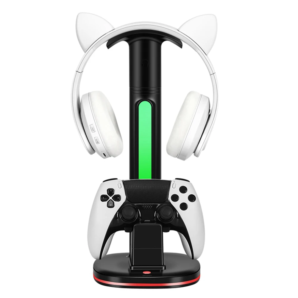 Station de charge PS5 avec support Casque, porte téléphone et lumière RGB