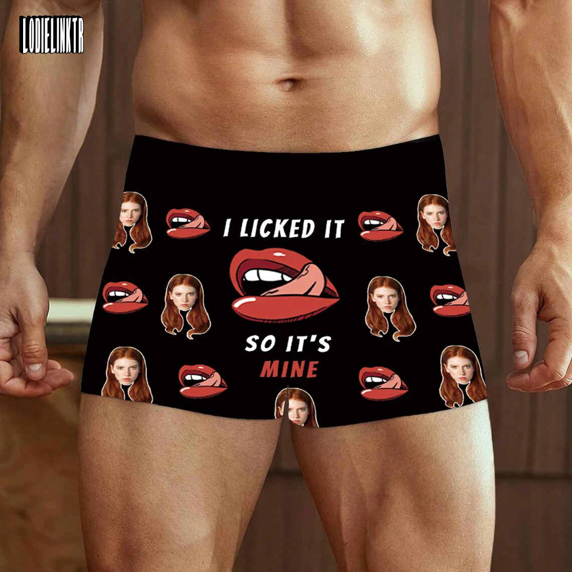 Custom Girlfriend Face I Licked It Boxer Personalised Men's Boxer Photo Briefs Gifts For Valentine's Day Love Underwear Shorts custom face boxer briefs