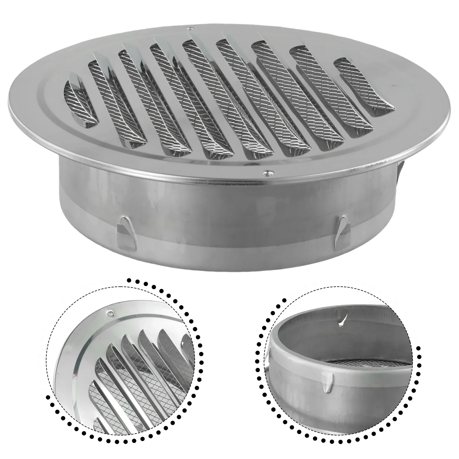 70 300mm Round Stainless Steel Vent Grille Exterior Wall Duct Ventilation Tools Exhaust Grille Cover Cooling Heating Vents Cap