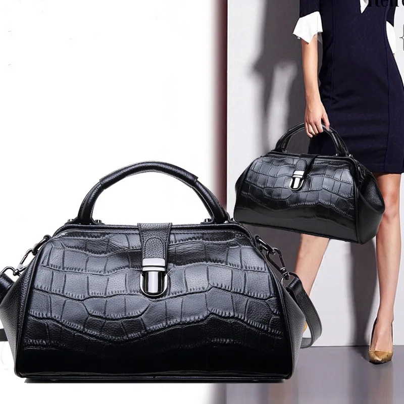 

Handbag Luxury Leather Ladies Bag 31*12*19cm Retro Fashion Hundred Head Layer Cowhide Shoulder Crossbody Bag Tote Bag