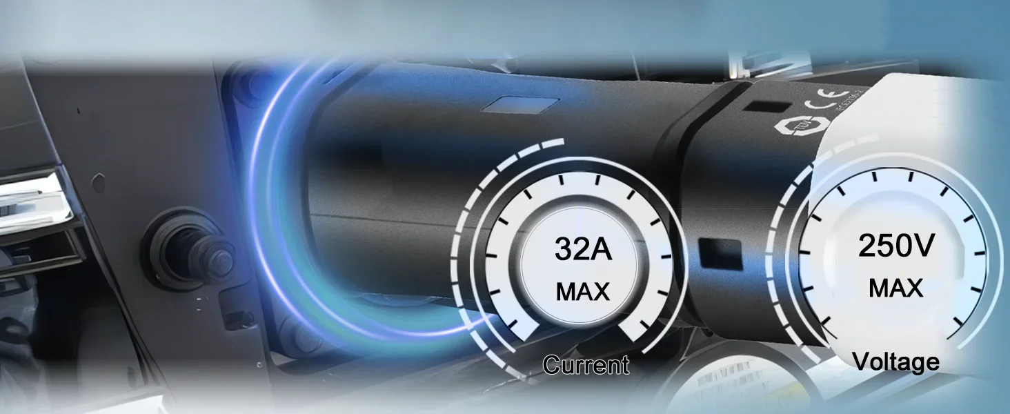 Teschev Typ 2 auf Typ 1 Adapter 32 A einphasig kompatibel mit Typ2-Ladegerät für Elektroautos mit Typ1-Ladebuchse – Detail 2