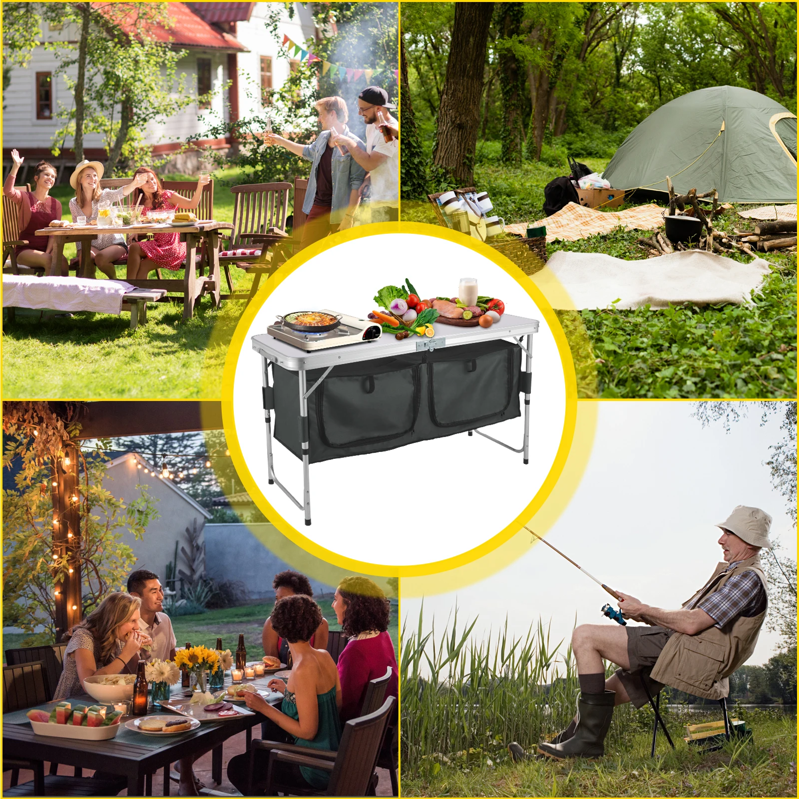 Igt Outdoor Vehicle Camping Mobile Kitchen Folding Picnic Table with Gas  Stove for BBQ - China BBQ Grill and Outdoor Folding Dining Table price