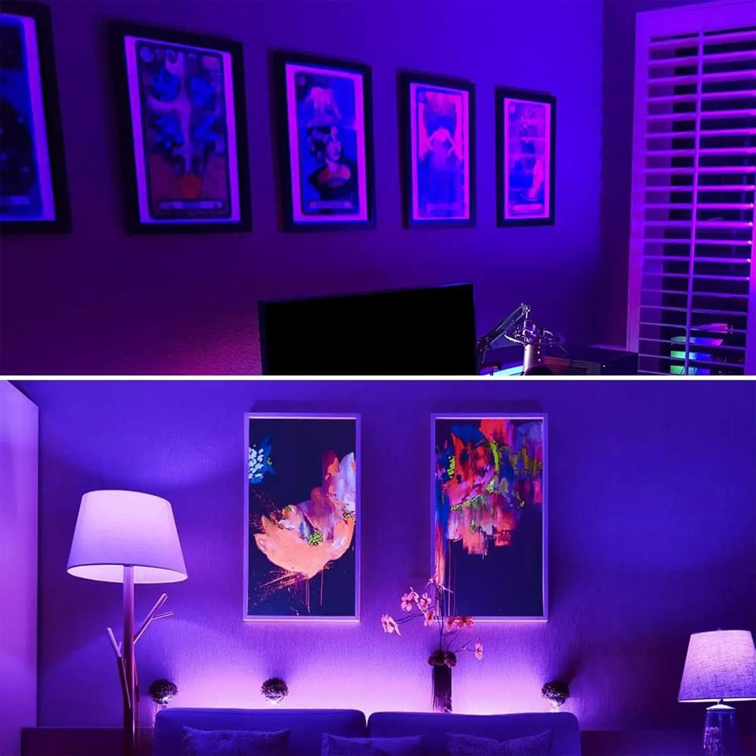 1-2 Pack Black Light Bulbs 9W UV LED Bulb with E27 Base 395nm Blacklight Bulb UV Lamp Ultraviolet Fluorescent Purple Lamp