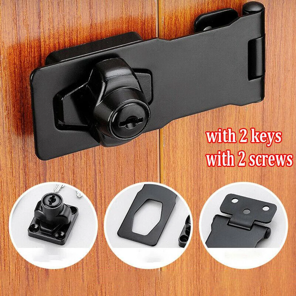 

3Inch Locking Hasp And Staple With Keys Padlock Garage Lock Cupboard Home For Doors Cabinets Wardrobes Garages Boxes Drawer