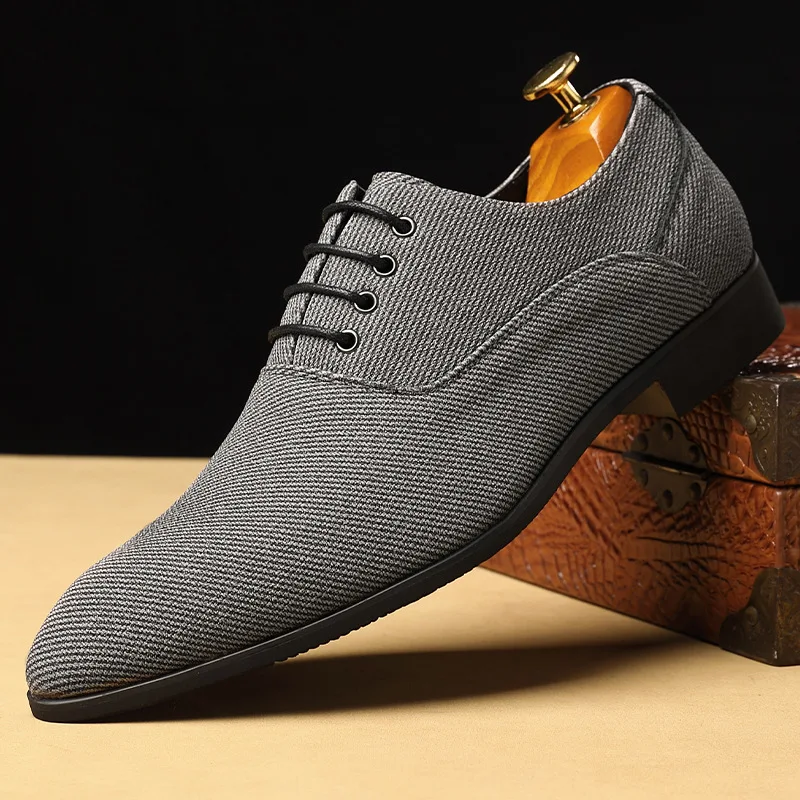 Men Classic Business Shoes Luxury Design Fashion Pointed Toe Lace-Up Formal Wedding Shoes Canvas Male Footwear Plus Size 38-48 plus size 38 48 fashion men formal leather office dress wide fit wedding party lace up casual pointed toe business shoes 16 2204