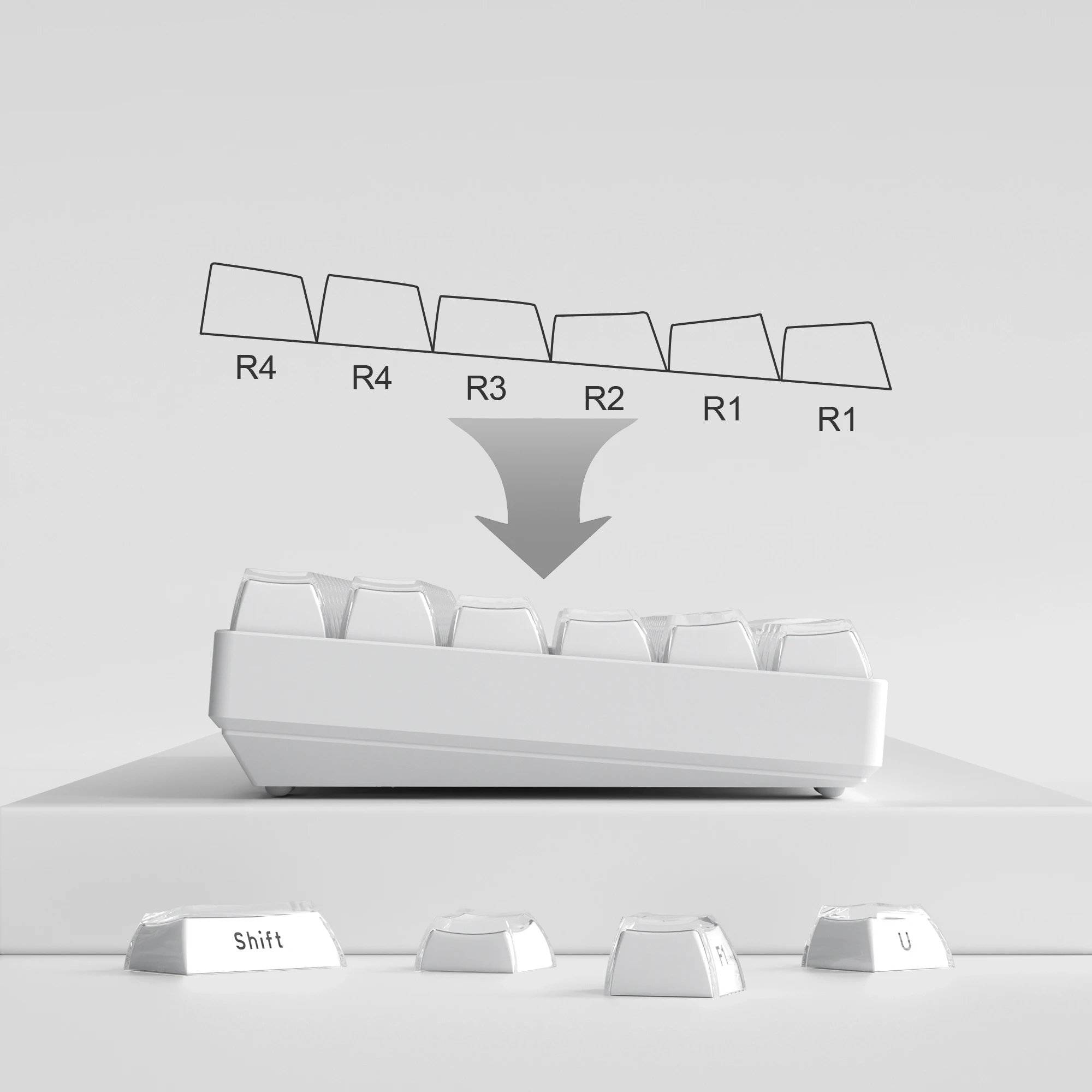 113 キーホワイトゼリーサイドプリントキーキャップアイス