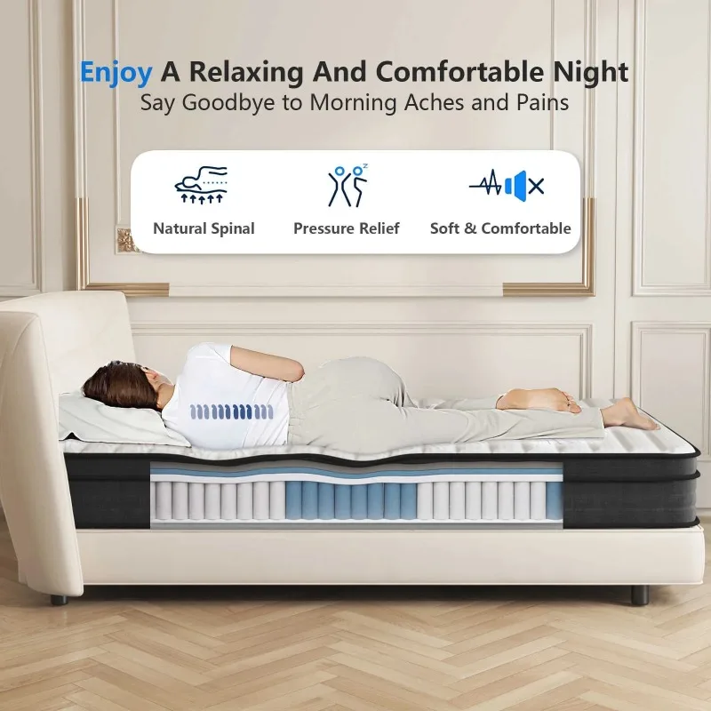 Queen Mattress, 10 Inch Memory Foam Hybrid Mattress in a Box, Individual Pocket Spring Mattress for Pressure Relief 3
