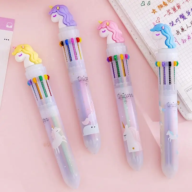 Unicorn Ballpoint Pens 10 Colors 0.5mm Fine Tip Office & School Stationery Gift 16cm