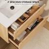 24" Floating Bathroom Vanity with Ceramic Integrated Sink Combo, Wall Mounted Storage Cabinet with 2 Drawers, Matte Black Faucet 3