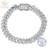WUIHA Hip Hop 925 Sterling Silver Lab Sapphire High Carbon Diamonds 8.3 MM Cuban Bangle Bracelet Tennis Fine Jewelry Wholesale 1