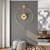 Modern Round Minimalist Wall Clock with Swing Pendulum Silent Metal Decorative Art Clocks for Home Living Room Bedroom Office 5